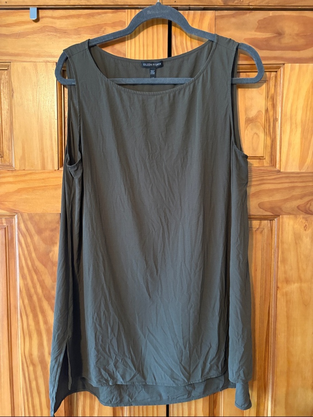 EILEEN FISHER Olive Drapey Sleeveless Tank